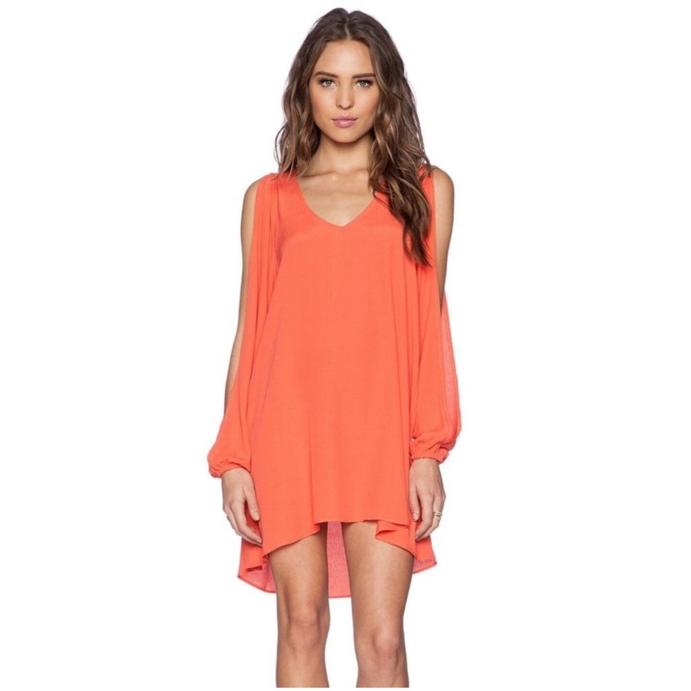 Lovers + Friends Gracie Split Sleeve Swing Dress Size Small Orange